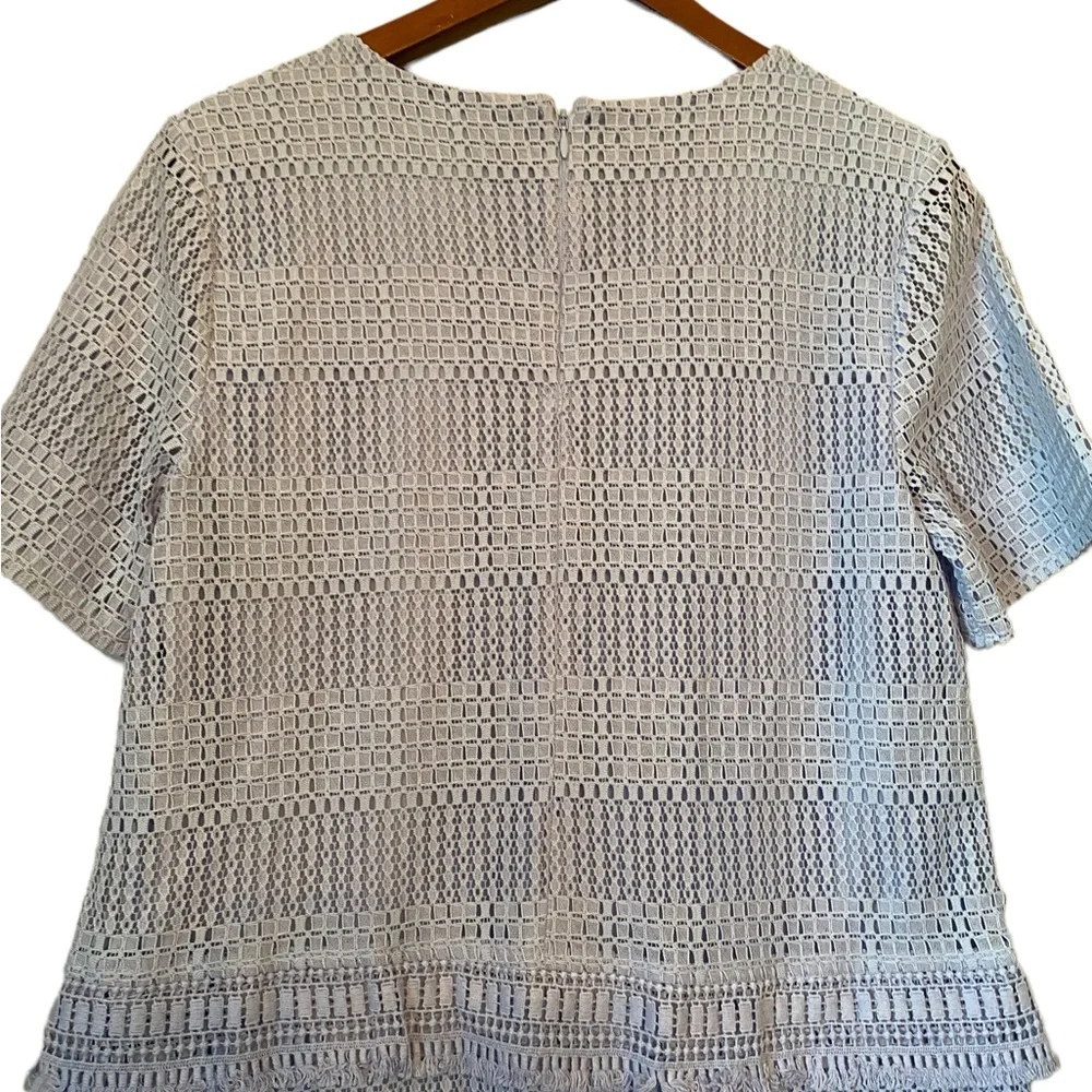 Banana Republic Light Lavender Peplum Short Sleeved Top with Fringe